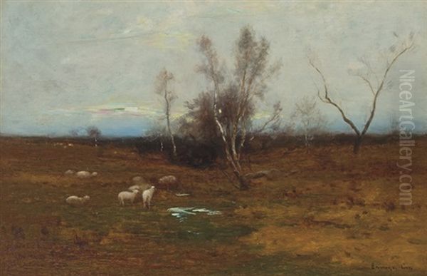 Landscape With Sheep Oil Painting by Edward B. Gay