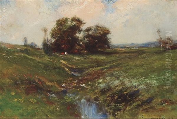 Farm Landscape Oil Painting by Edward B. Gay