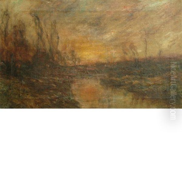 Sunset Landscape Oil Painting by Edward B. Gay