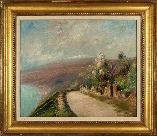 Road To Taormina (view Of Mt.aetna) Oil Painting by Edward B. Gay