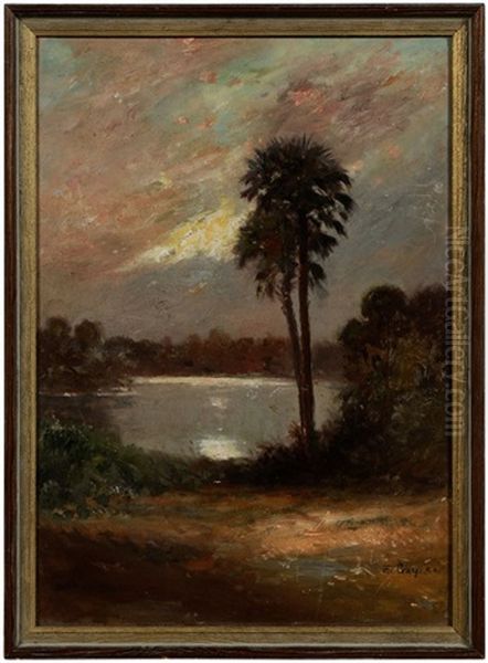 Southern Landscape With Palm Trees Oil Painting by Edward B. Gay