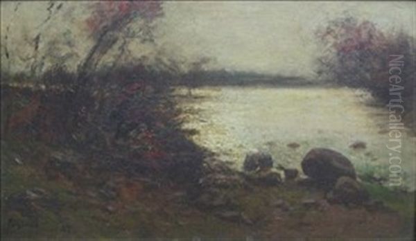 Landscape With Trees And Water Oil Painting by Edward B. Gay