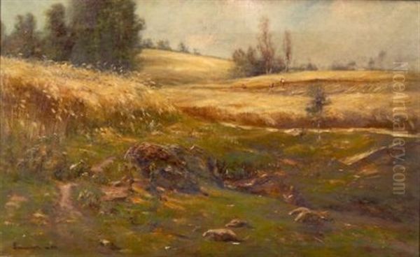 Rolling Hills, Distant Field Workers Oil Painting by Edward B. Gay