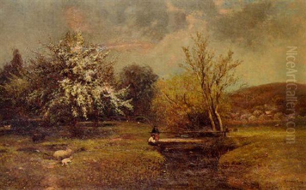 Landscape With Figures Oil Painting by Edward B. Gay