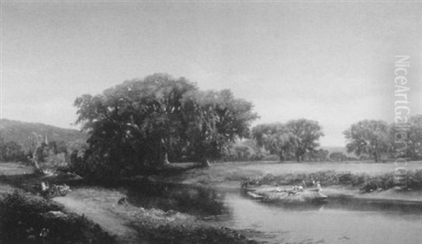 The Hay Barge, Husdon River Valley Oil Painting by Edward B. Gay