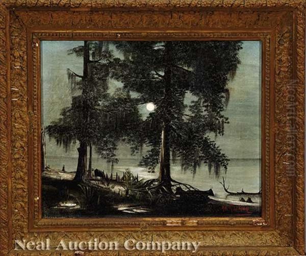 Lake Pontchartrain Night Scenes (pair) Oil Painting by George Gay