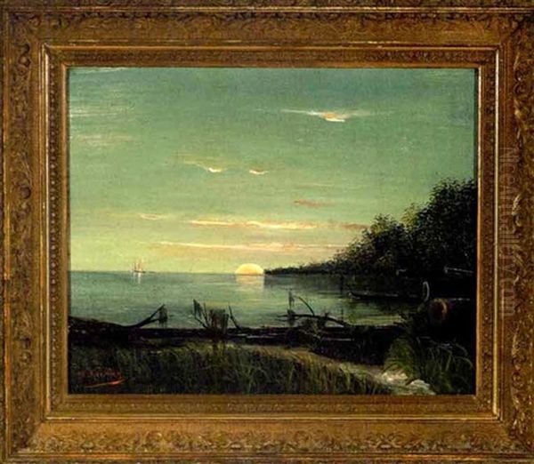 Sunset On Lake Pontchartrain Oil Painting by George Gay