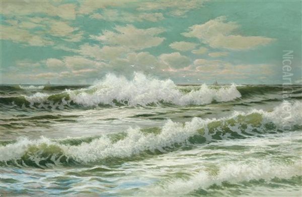 Crashing Waves Oil Painting by George Howell Gay