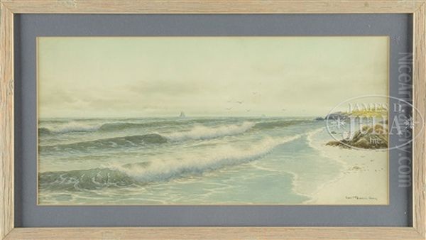 Beach Scene With Crashing Waves Oil Painting by George Howell Gay