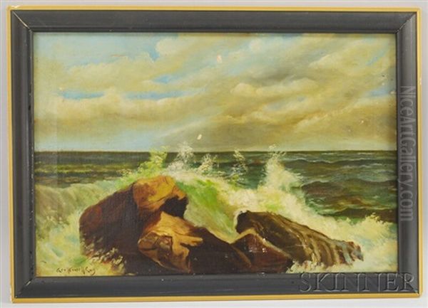 Crashing Waves Oil Painting by George Howell Gay