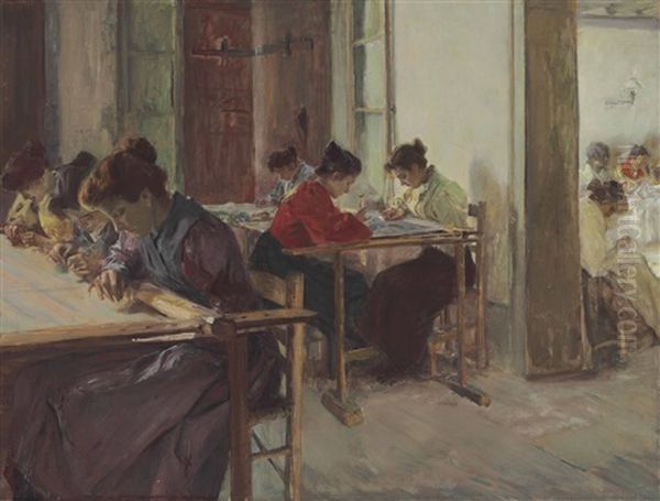 The Weavers Oil Painting by Walter Gay