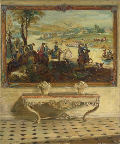 La Chasse Du Roi, Louis Xv, Tapesserie, Palais De Fontainebleau Oil Painting by Walter Gay