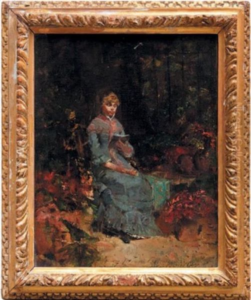 Jeune Fille Lisant Dans Un Jardin Oil Painting by Walter Gay