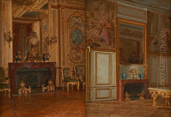 Interieurs A Fontainebleau (2 Works) Oil Painting by Walter Gay