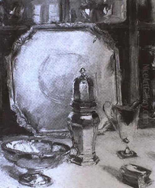 Tabletop Still Life (silver) Oil Painting by Walter Gay