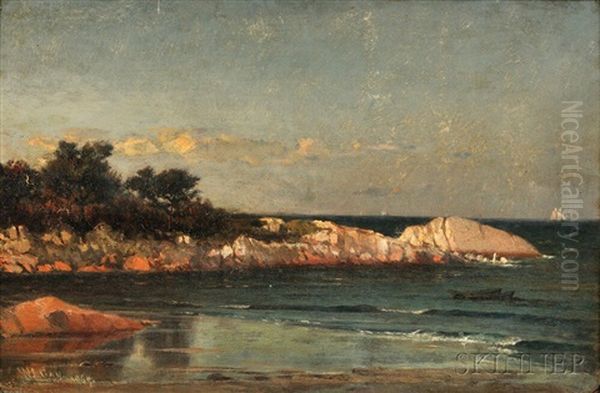 Rocky Point With Distant Schooner Oil Painting by Winckworth Allan Gay