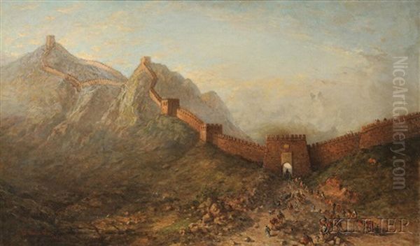 Silk Road Traders At The Gate Of The Great Wall Of China Oil Painting by Winckworth Allan Gay