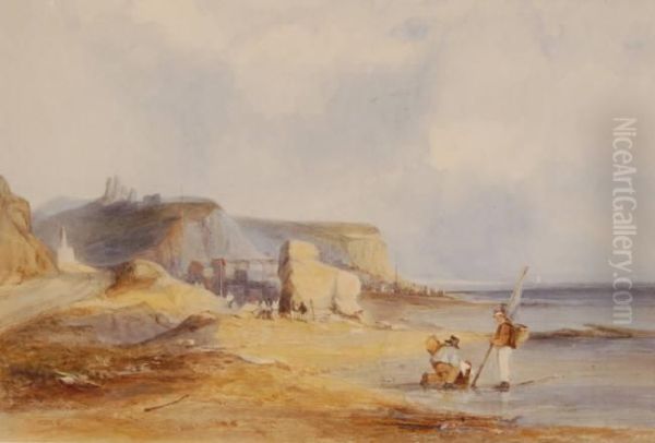 Watercolour,coastal View Towards Hastings, Signed With Initials, 7