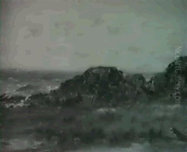 A Rocky Coast Oil Painting by Winckworth Allan Gay