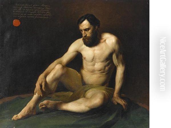 Male Nude Oil Painting by Nikolai Nikolaevich Ge