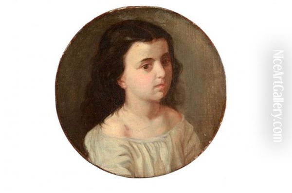 Portrait D'une Jeune Fille Oil Painting by Nikolai Nikolaevich Ge