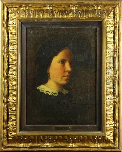 Portrait Of A Young Lady Oil Painting by Eduard (Karl-Franz) von Gebhardt