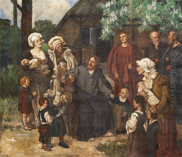 Lasset Die Kinder Zu Mir Kommen Oil Painting by Eduard (Karl-Franz) von Gebhardt