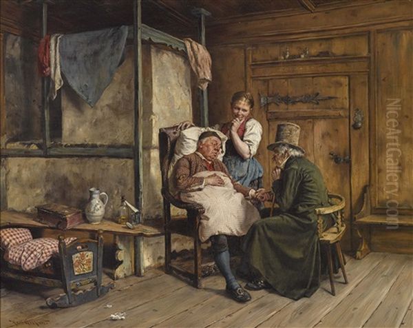 Der Krankenbesuch Oil Painting by Karl Gebhardt