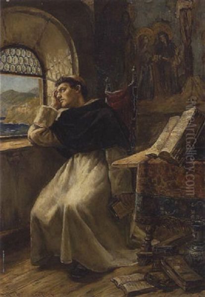 Ein Monch In Seiner Studierstube Oil Painting by Karl Gebhardt