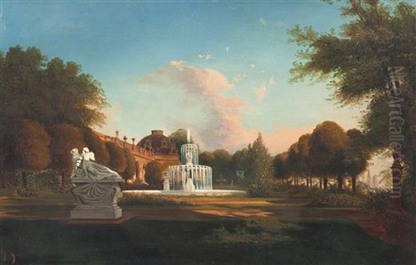 Schloss Sanssouci Oil Painting by Ludwig Gebhardt