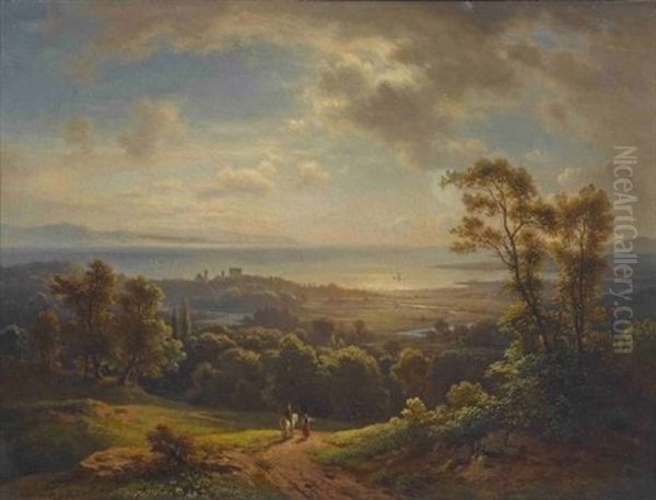 Gegend Bei Wasserburg Am Bodensee Oil Painting by Ludwig Gebhardt