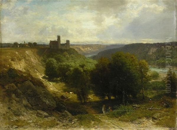 Schloss Grunwald An Der Isar Bei Munchen Oil Painting by Ludwig Gebhardt