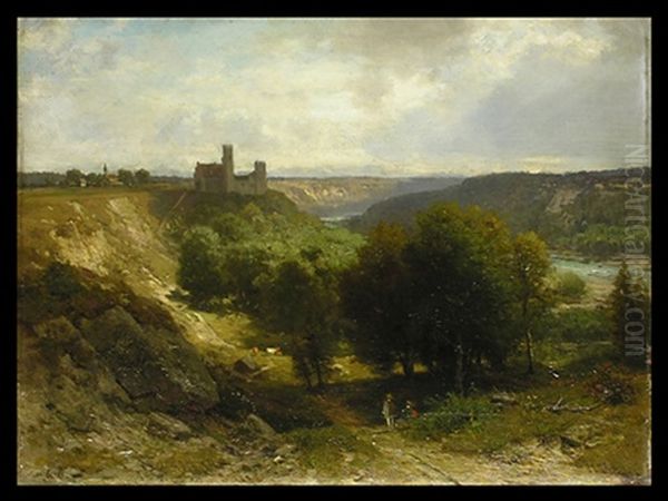 Schloss Grunwald An Der Isar Bei Munchen Oil Painting by Ludwig Gebhardt