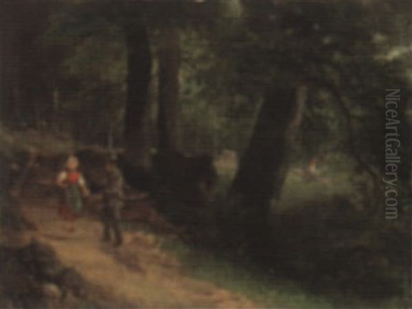 Im Wald Oil Painting by Ludwig Gebhardt