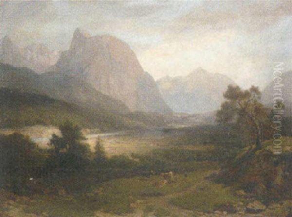 Gebirgslandschaft Mit Figurenstaffage by Ludwig Gebhardt