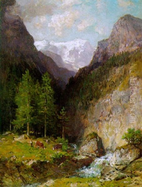 Aus Dem Zillergrund Oil Painting by Ludwig Gebhardt