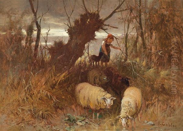 The Young Shepherdess Oil Painting by Otto Friedrich Gebler