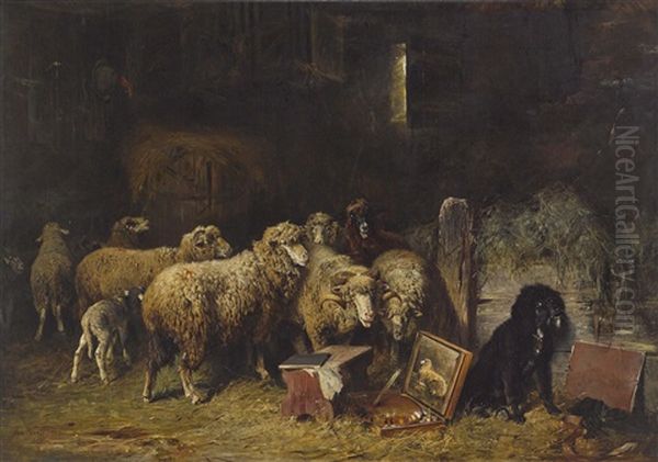 Kunstkritiker Im Stalle Oil Painting by Otto Friedrich Gebler