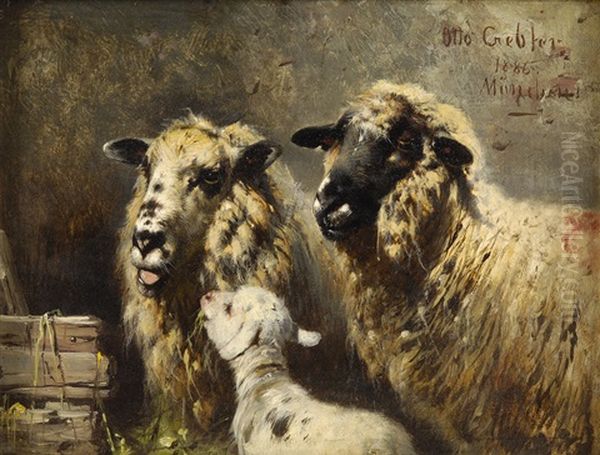 Schafe Und Lamm Oil Painting by Otto Friedrich Gebler