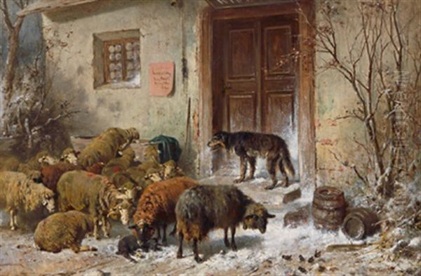 Schafe Und Hirtenhund Oil Painting by Otto Friedrich Gebler