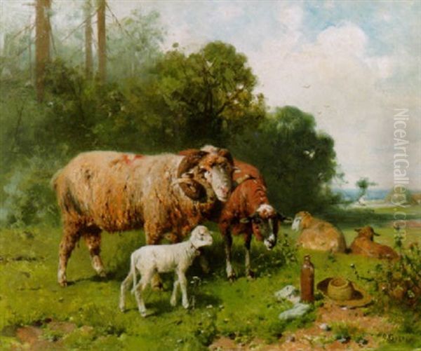 Schafe Auf Der Weide Oil Painting by Otto Friedrich Gebler