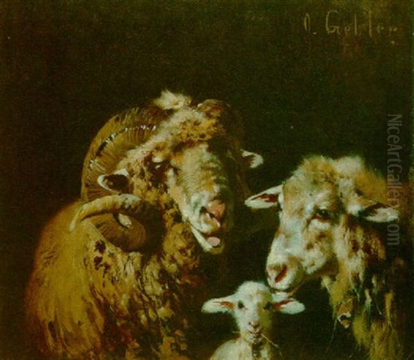 A Family Of Sheep Oil Painting by Otto Friedrich Gebler