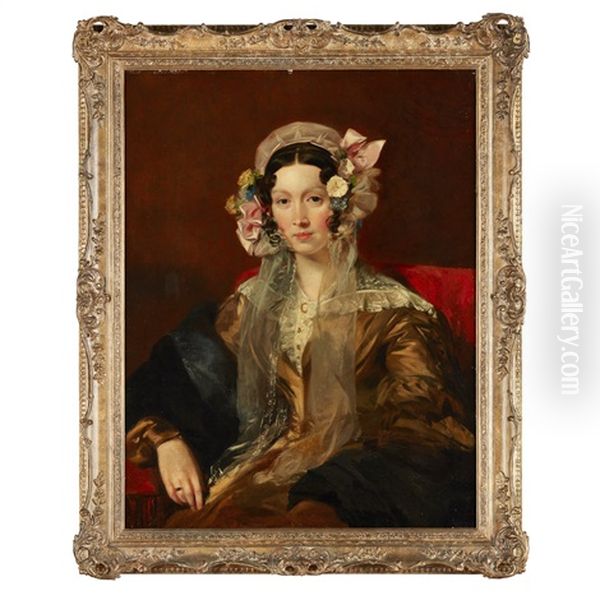 Half Length Portrait Of Mrs Jeremiah Greatorix Oil Painting by Andrew Geddes