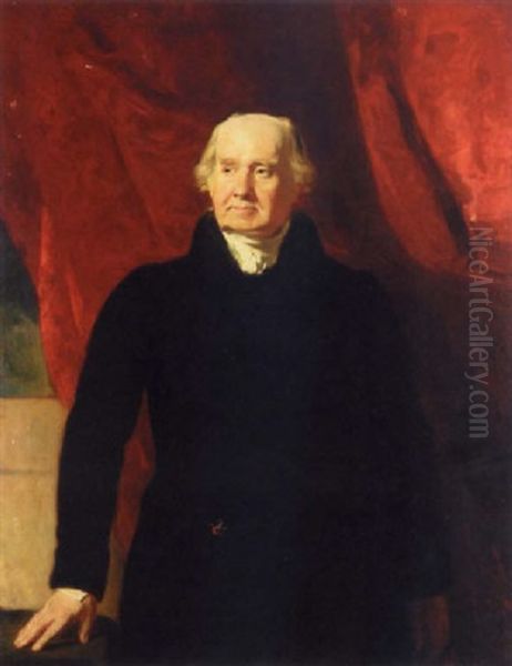 Portrait Of Sir John Marjoribanks Wearing A Black Coat Oil Painting by Andrew Geddes