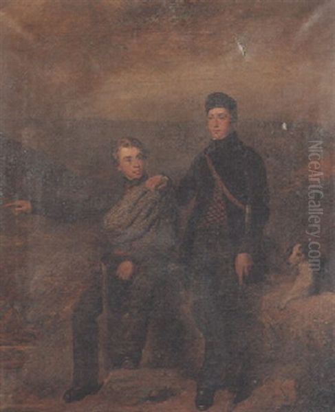 Young Gentlemen In The Highlands Oil Painting by Andrew Geddes