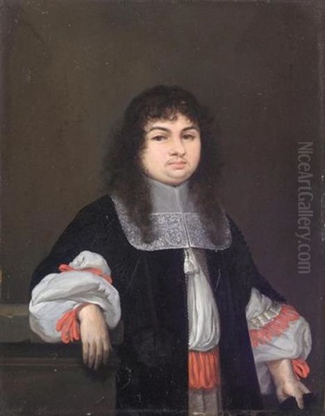 Portrait Of A Gentleman, Three-quarter Length, Wearing A Black Coat And A White Ruff Oil Painting by Elias Gedeler