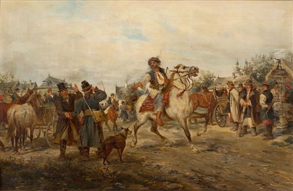 Targ Na Starym Kleparzu Oil Painting by Ludwig Gedlek