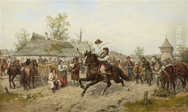 Targ Na Starym Kleparzu Oil Painting by Ludwig Gedlek