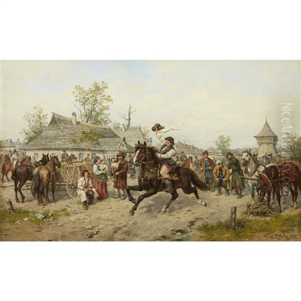 The Victorious Homecoming Oil Painting by Ludwig Gedlek