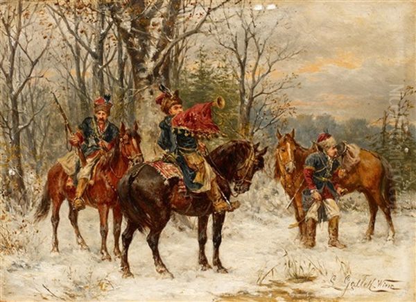 Auf Recognoscierung Oil Painting by Ludwig Gedlek